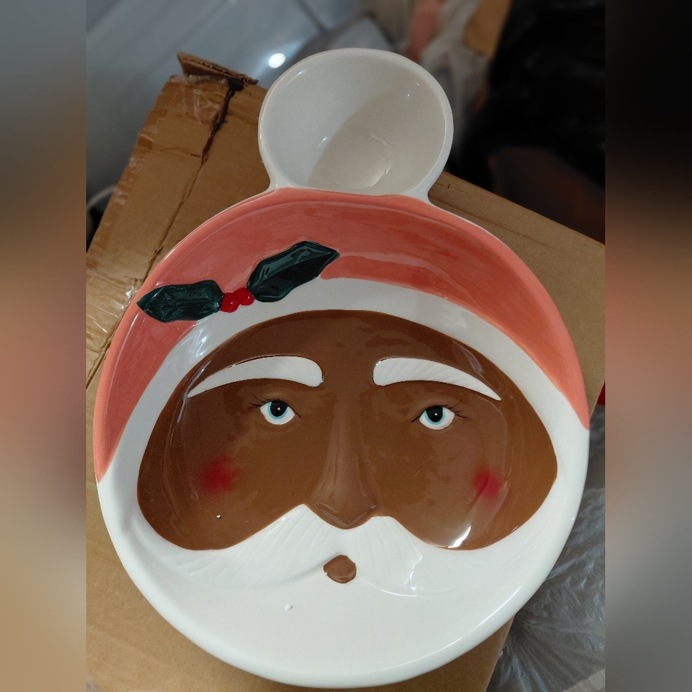 Brown Santa Claus Ceramic Serving Dish